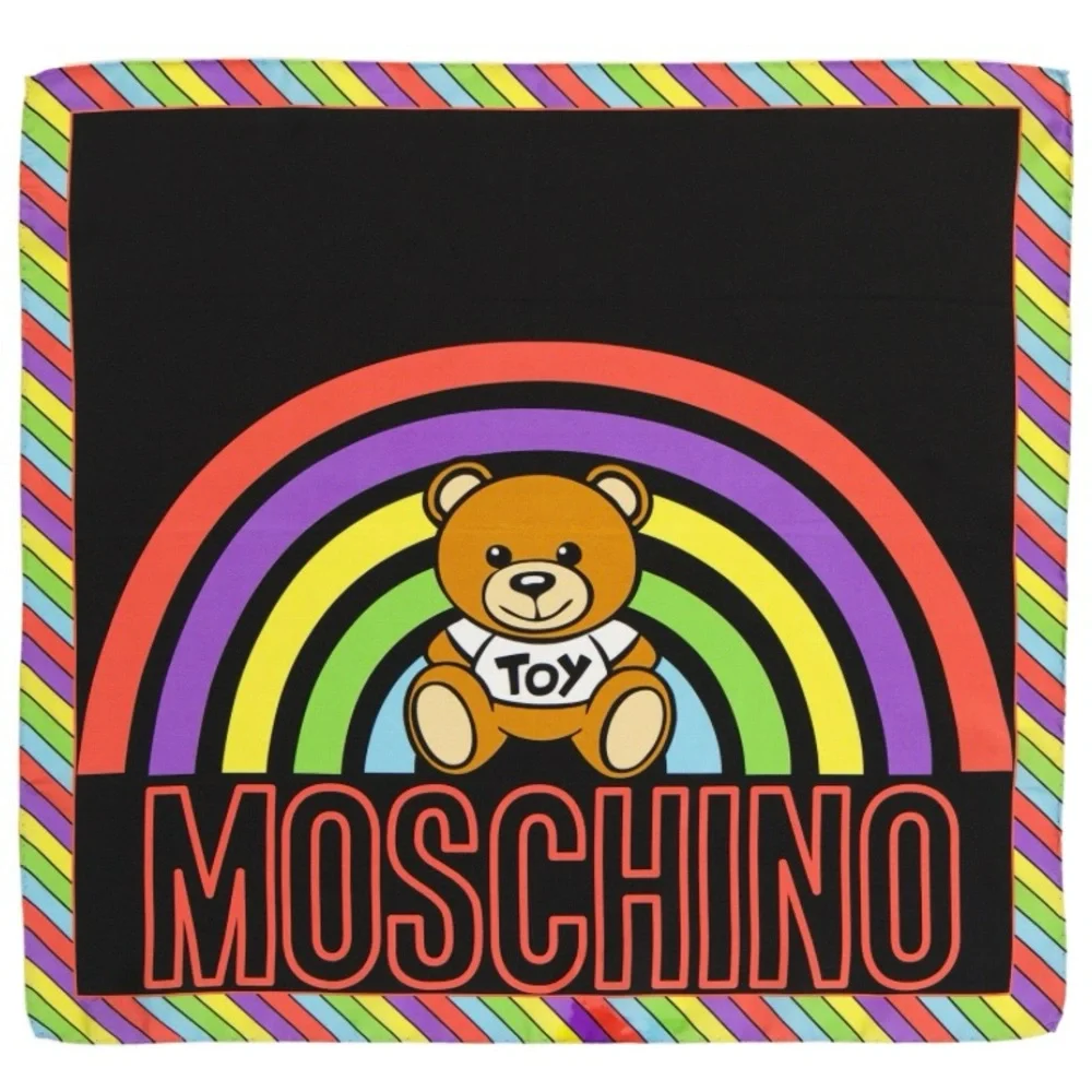 NEW MOSCHINO Silk Square Bear Scarf Italy